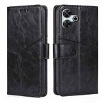 For Redmi 13 4G Geometric Stitching Leather Phone Case(Black)