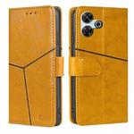 For Redmi 13 4G Geometric Stitching Leather Phone Case(Yellow)