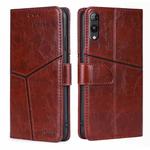 For Rakuten Hand 5G Geometric Stitching Leather Phone Case(Dark Brown)