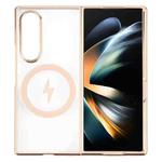 For Samsung Galaxy Z Fold4 6D Glossy Electroplated PC MagSafe Phone Case(Desert Gold)