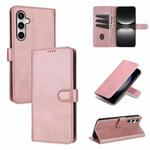 For Samsung Galaxy S25 FE 5G AZNS Skin Feel Calf Texture Flip Leather Phone Case(Rose Gold)
