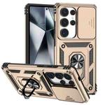 For Samsung Galaxy S25 Ultra 5G Sliding Camshield Holder Phone Case(Gold)