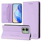 For Motorola Edge 40 / Edge 2023 US RC01 Dual-Folded Magnetic Suction RFID Leather Phone Case(Light Purple)