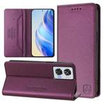 For Motorola Edge 50 Fusion RC01 Dual-Folded Magnetic Suction RFID Leather Phone Case(Violet)