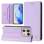 For Motorola Edge 50 Ultra / X50 Ultra RC01 Dual-Folded Magnetic Suction RFID Leather Phone Case(Light Purple)