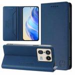 For Motorola Edge 50 Ultra / X50 Ultra RC01 Dual-Folded Magnetic Suction RFID Leather Phone Case(Dark Blue)