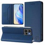 For Motorola Edge 50 Global RC01 Dual-Folded Magnetic Suction RFID Leather Phone Case(Dark Blue)