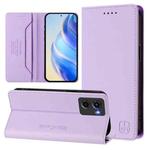 For Motorola Moto G05 RC01 Dual-Folded Magnetic Suction RFID Leather Phone Case(Light Purple)