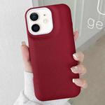 For iPhone 12 Leather Texture Phone Case(Wine Red)