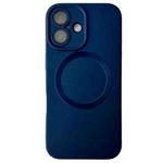 For iPhone 16 Plus Metallic Paint CD Texture MagSafe TPU Phone Case(Dark Blue)