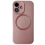 For iPhone 16 Metallic Paint CD Texture MagSafe TPU Phone Case(Pink)