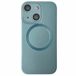 For iPhone 15 Plus Metallic Paint CD Texture MagSafe TPU Phone Case(Sierra Blue)