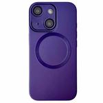 For iPhone 15 Plus Metallic Paint CD Texture MagSafe TPU Phone Case(Dark Purple)