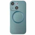 For iPhone 15 Metallic Paint CD Texture MagSafe TPU Phone Case(Sierra Blue)