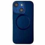 For iPhone 14 Metallic Paint CD Texture MagSafe TPU Phone Case(Dark Blue)