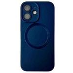 For iPhone 12 Metallic Paint CD Texture MagSafe TPU Phone Case(Dark Blue)