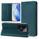 For Tecno Camon 20 Premier 5G RC01 Dual-Folded Magnetic Suction RFID Leather Phone Case(Dark Green)