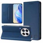 For Tecno Camon 30 Premier 5G RC01 Dual-Folded Magnetic Suction RFID Leather Phone Case(Dark Blue)