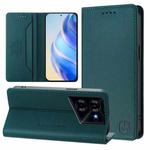 For Tecno Pova 5 RC01 Dual-Folded Magnetic Suction RFID Leather Phone Case(Dark Green)