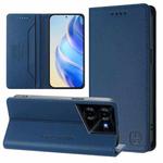 For Tecno Pova 5 Pro 5G RC01 Dual-Folded Magnetic Suction RFID Leather Phone Case(Dark Blue)