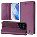 For Tecno Pova 5 Pro 5G RC01 Dual-Folded Magnetic Suction RFID Leather Phone Case(Violet)