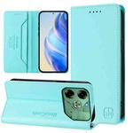 For Tecno Pova 6 4G RC01 Dual-Folded Magnetic Suction RFID Leather Phone Case(Mint Green)