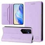 For Tecno Pova Neo 2 RC01 Dual-Folded Magnetic Suction RFID Leather Phone Case(Light Purple)