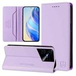 For Tecno Pova Neo 3 RC01 Dual-Folded Magnetic Suction RFID Leather Phone Case(Light Purple)