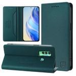 For Tecno Spark 7P RC01 Dual-Folded Magnetic Suction RFID Leather Phone Case(Dark Green)