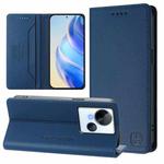 For Tecno Spark 10 5G RC01 Dual-Folded Magnetic Suction RFID Leather Phone Case(Dark Blue)