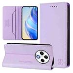 For Tecno Spark 30 4G RC01 Dual-Folded Magnetic Suction RFID Leather Phone Case(Light Purple)