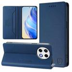 For Tecno Spark 30 Pro 4G RC01 Dual-Folded Magnetic Suction RFID Leather Phone Case(Dark Blue)