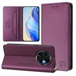 For Tecno Spark 30C RC01 Dual-Folded Magnetic Suction RFID Leather Phone Case(Violet)