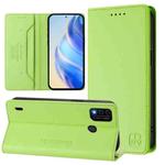 For itel A48 RC01 Dual-Folded Magnetic Suction RFID Leather Phone Case(Grass Green)