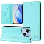 For itel A50C RC01 Dual-Folded Magnetic Suction RFID Leather Phone Case(Mint Green)