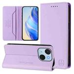 For itel A50C RC01 Dual-Folded Magnetic Suction RFID Leather Phone Case(Light Purple)