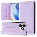 For itel A70 RC01 Dual-Folded Magnetic Suction RFID Leather Phone Case(Light Purple)