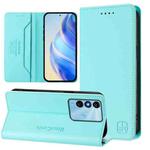 For itel P38 / S17 / Vision 3 RC01 Dual-Folded Magnetic Suction RFID Leather Phone Case(Mint Green)