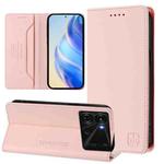 For itel P40 RC01 Dual-Folded Magnetic Suction RFID Leather Phone Case(Pink)