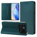 For itel P40 RC01 Dual-Folded Magnetic Suction RFID Leather Phone Case(Dark Green)