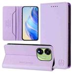 For itel P55 5G RC01 Dual-Folded Magnetic Suction RFID Leather Phone Case(Light Purple)