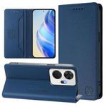 For itel P55+ RC01 Dual-Folded Magnetic Suction RFID Leather Phone Case(Dark Blue)