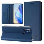 For Motorola G Pure / Moto G Play 2023 RC01 Dual-Folded Magnetic Suction RFID Leather Phone Case(Dark Blue)