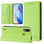 For Motorola Moto E7 Power RC01 Dual-Folded Magnetic Suction RFID Leather Phone Case(Grass Green)