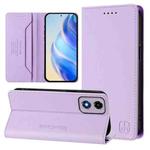 For Motorola Moto E14 / G24 / G04 / G04s RC01 Dual-Folded Magnetic Suction RFID Leather Phone Case(Light Purple)