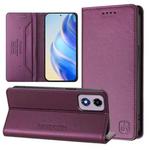 For Motorola Moto E14 / G24 / G04 / G04s RC01 Dual-Folded Magnetic Suction RFID Leather Phone Case(Violet)