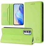 For Motorola Moto G 5G 2022 RC01 Dual-Folded Magnetic Suction RFID Leather Phone Case(Grass Green)