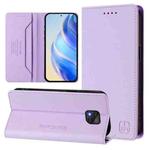 For Motorola Moto G Power 2021 RC01 Dual-Folded Magnetic Suction RFID Leather Phone Case(Light Purple)