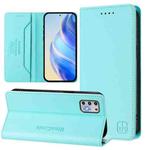 For Motorola Moto G Stylus 4G 2021 RC01 Dual-Folded Magnetic Suction RFID Leather Phone Case(Mint Green)