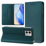 For Motorola Moto G Stylus 5G 2023 RC01 Dual-Folded Magnetic Suction RFID Leather Phone Case(Dark Green)